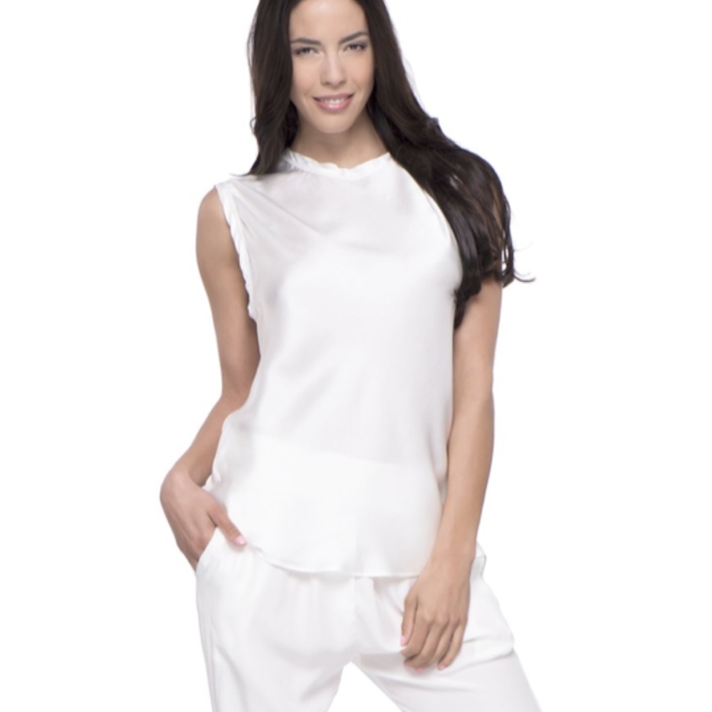 Kes / Cover Stitch Sleeveless Blouse CREAM WHT NW